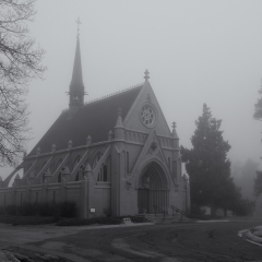 Church in Fog - Fairmount Cemetery