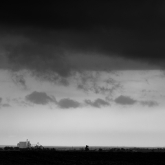 Grain Elevator and Clouds - Roggen, CO