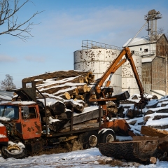 Logs, Truck and Grain Elevator - Yorkville, IL